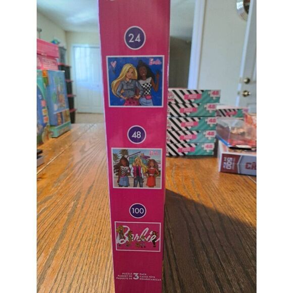 New 2022 Barbie TCG Toys Three Pack Jigsaw Puzzles 24pc 48pc 100pc Girls Toy - Picture 2 of 3